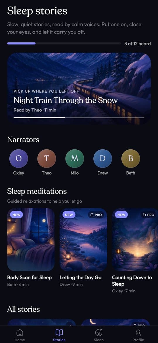 Sleep stories in Sleepy