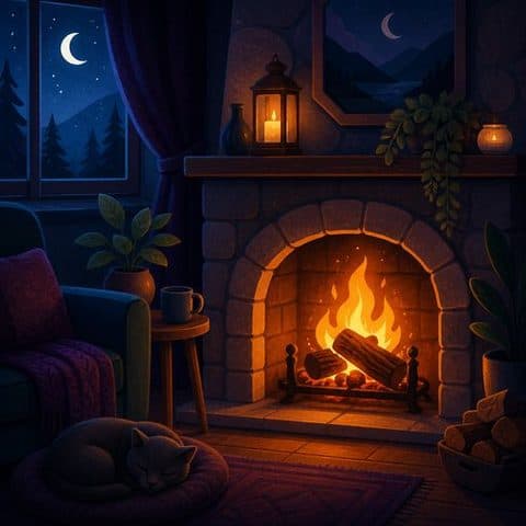 Fireplace cover art